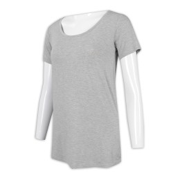 T945 custom women's large collar T-shirt long section flower gray T-shirt manufacturer T945 custom women's large collar T-shirt long section flower gray T-shirt manufacturer